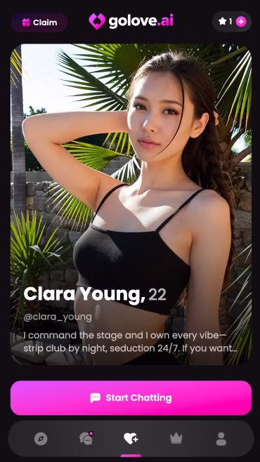 Finished custom AI girlfriend character on GoLove.ai ready to chat